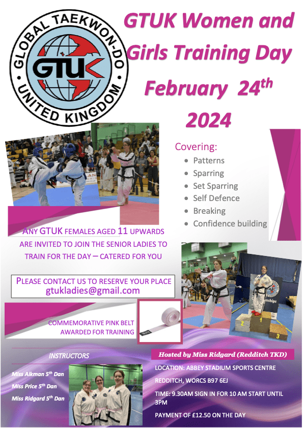GTUK Women and Girls Training Day February 24th 2024PLEASE CONTACT US TO RESERVE YOUR PLACE